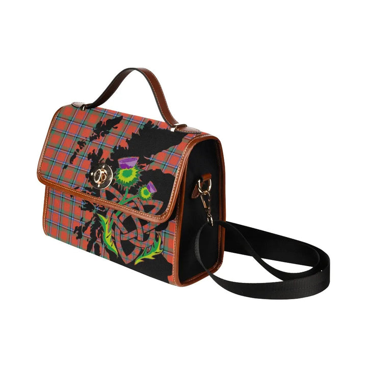 Scottish Sinclair Ancient Clan Tartan Waterproof Canvas Bag With Thistle Tartan Plaid 3