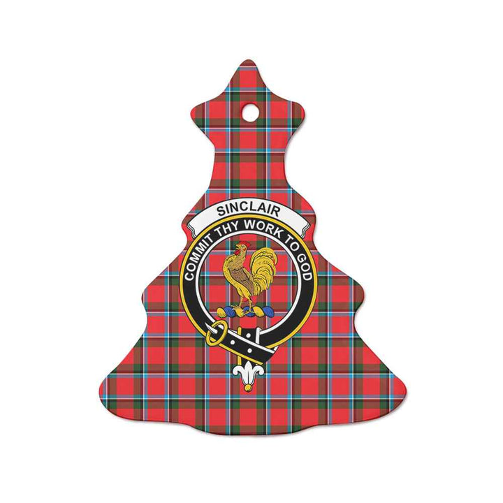 Scottish Sinclair Clan Crest Tartan Ceramic Ornament Tree Shape Tartan Plaid