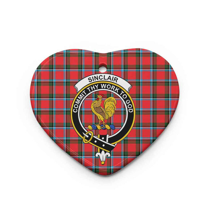 Scottish Sinclair Clan Crest Tartan Ceramic Ornament Heart Shape Tartan Plaid