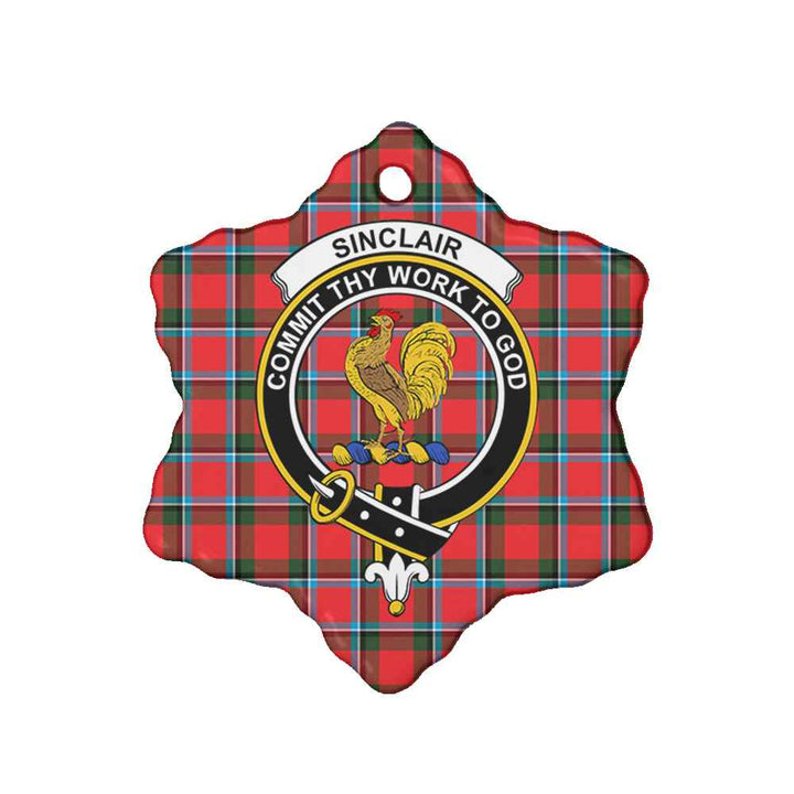 Scottish Sinclair Clan Crest Tartan Ceramic Ornament Snow Flake Shape Tartan Plaid