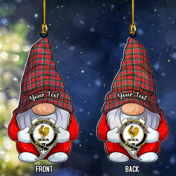 Scottish Sinclair Clan Crest Tartan Christmas Gnome Ornament Custom Personalized Tartan Plaid 1