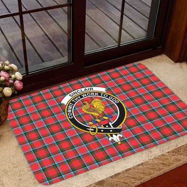 Scottish Sinclair Clan Crest Tartan Door Mat Tartan Plaid 1