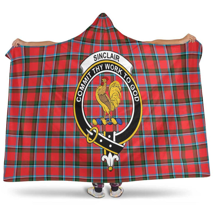 Scottish Sinclair Clan Crest Tartan Hooded Blanket Tartan Plaid 1