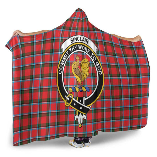 Scottish Sinclair Clan Crest Tartan Hooded Blanket Tartan Plaid 2