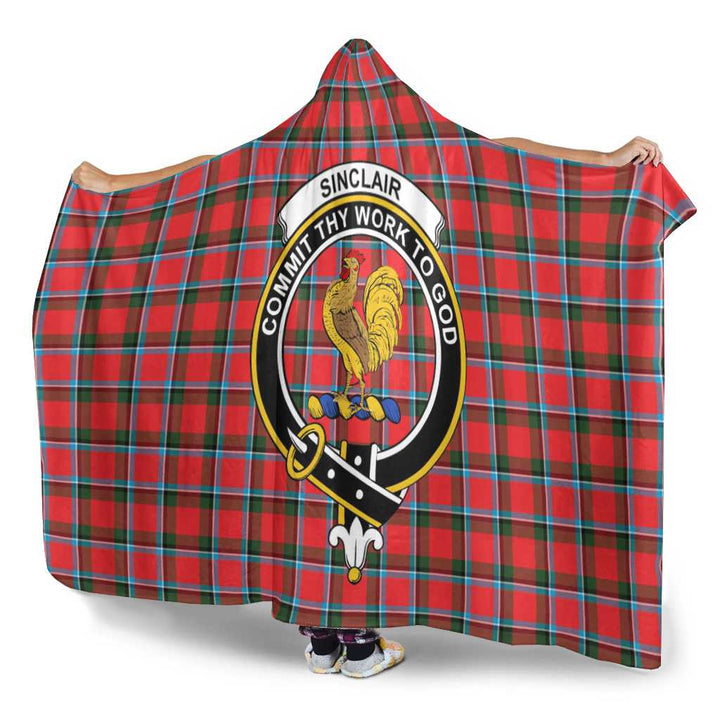 Scottish Sinclair Clan Crest Tartan Hooded Blanket Tartan Plaid 3