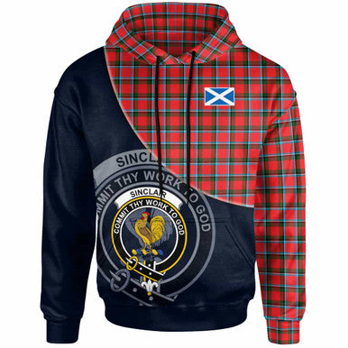 Scottish Sinclair Clan Crest Tartan Hoodie - Bend Style Front Side Tartan Plaid
