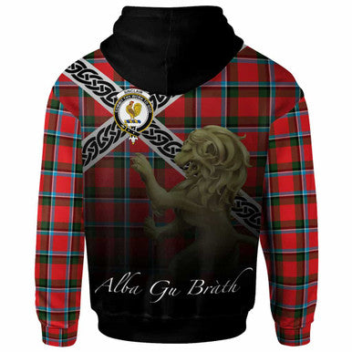Scottish Sinclair Clan Crest Tartan Hoodie - Scotland Lion Back Side Tartan Plaid
