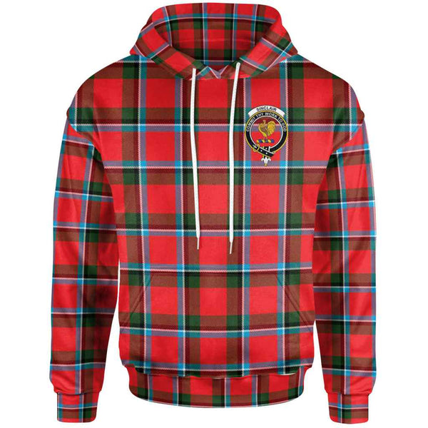 Scottish Sinclair Clan Crest Tartan Hoodie Front Side Tartan Plaid
