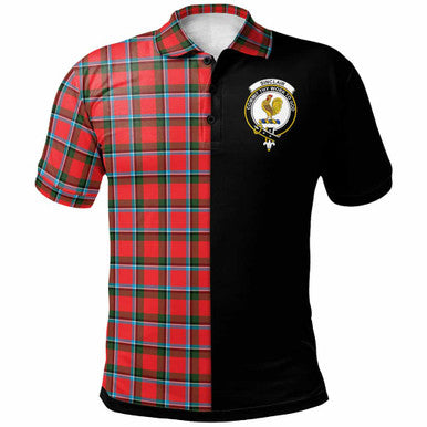 Scottish Sinclair Clan Crest Tartan Polo Shirt - Half in Me Front Side Tartan Plaid