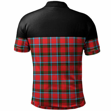 Scottish Sinclair Clan Crest Tartan Polo Shirt - Horizontal Style Back Side Tartan Plaid