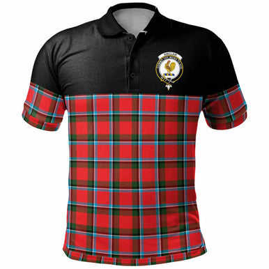 Scottish Sinclair Clan Crest Tartan Polo Shirt - Horizontal Style Front Side Tartan Plaid