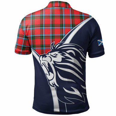 Scottish Sinclair Clan Crest Tartan Polo Shirt - Scottish Flag With Lion Back Side Tartan Plaid