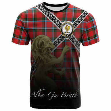 Scottish Sinclair Clan Crest Tartan T-Shirt - Celtic With Scotland Lion Front Side Tartan Plaid