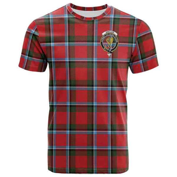 Scottish Sinclair Clan Crest Tartan T-Shirt Front Side Tartan Plaid