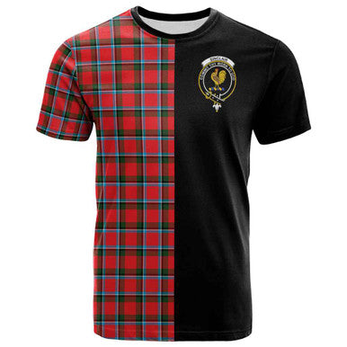 Scottish Sinclair Clan Crest Tartan T-Shirt Half in Me Front Side Tartan Plaid