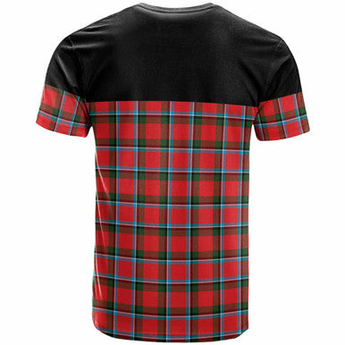 Scottish Sinclair Clan Crest Tartan T-Shirt - Horizontal Style Back Side Tartan Plaid