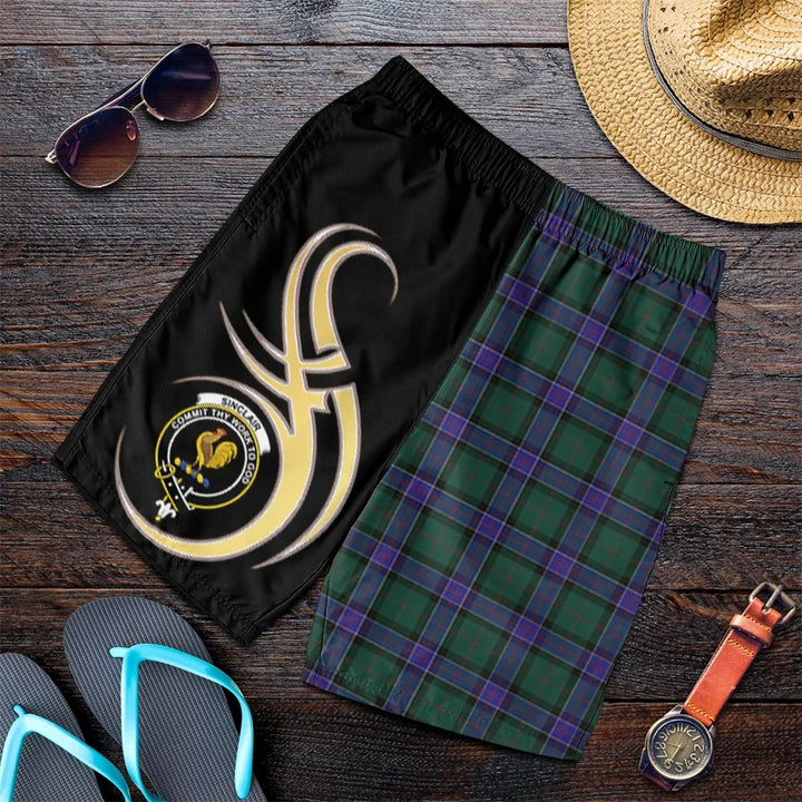 Scottish Sinclair Hunting Modern Clan Crest Tartan Believe in Me Men's Shorts