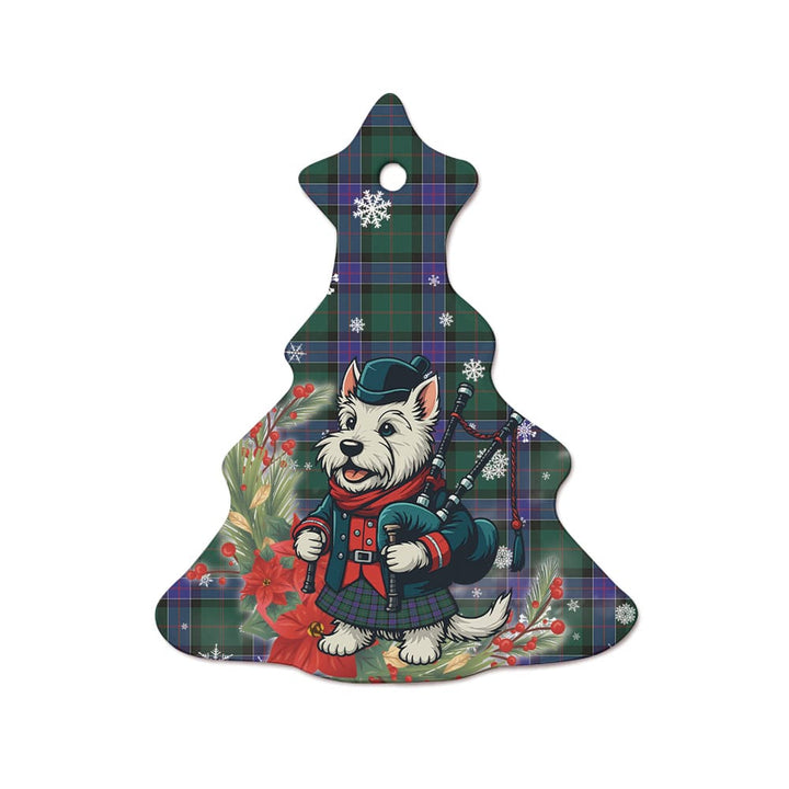 Scottish Sinclair Hunting Modern Clan Tartan Ceramic Ornament Cute Scottish Terrier Dog Tree Style Tartan Plaid