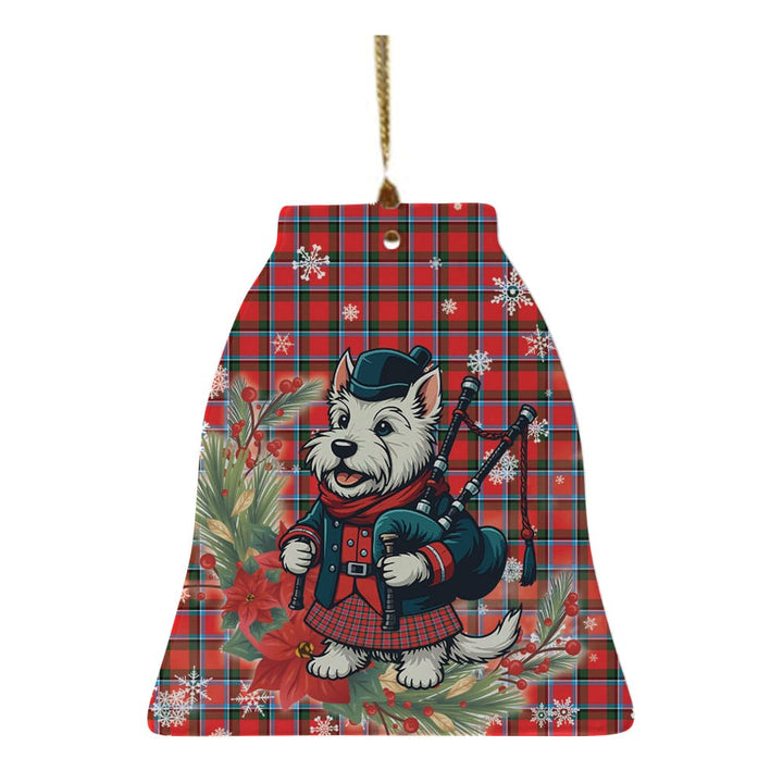 Scottish Sinclair Modern Clan Tartan Ceramic Ornament Cute Scottish Terrier Dog Bell Style Tartan Plaid