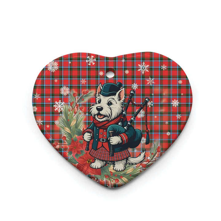 Scottish Sinclair Modern Clan Tartan Ceramic Ornament Cute Scottish Terrier Dog Heart Style Tartan Plaid