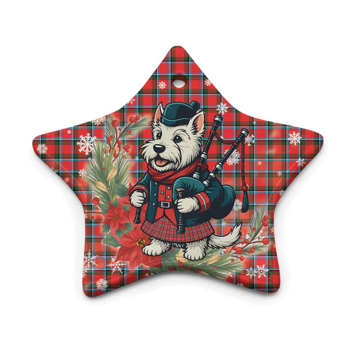 Scottish Sinclair Modern Clan Tartan Ceramic Ornament Cute Scottish Terrier Dog Star Style Tartan Plaid