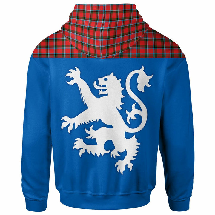Scottish Sinclair Modern Clan Tartan Hoodie - Lion Rampant of Scotland With Flag back Side Tartan Plaid