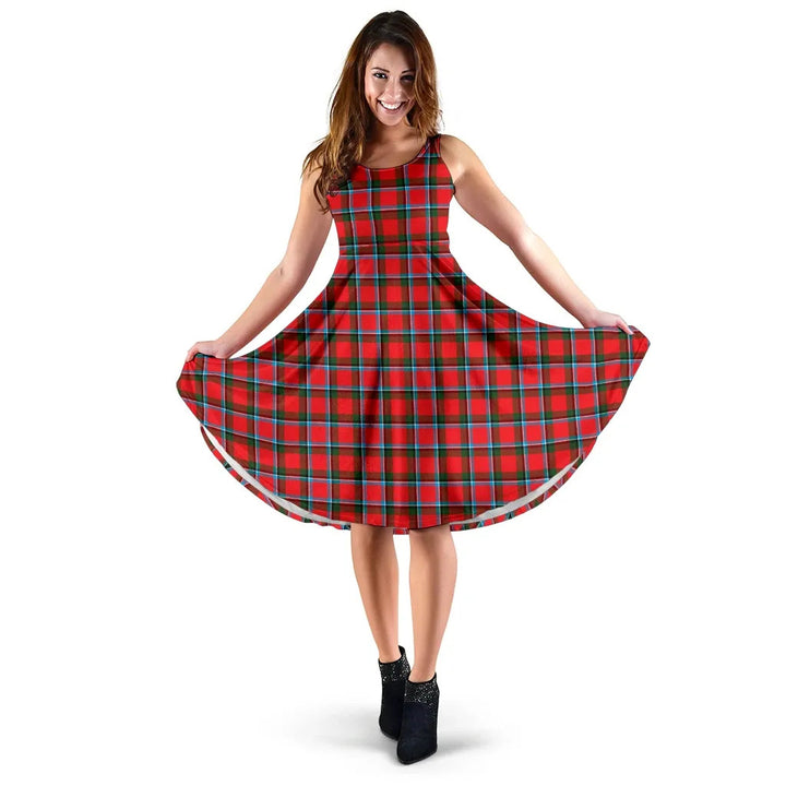 Scottish Sinclair Modern Clan Tartan Women Midi Dress
