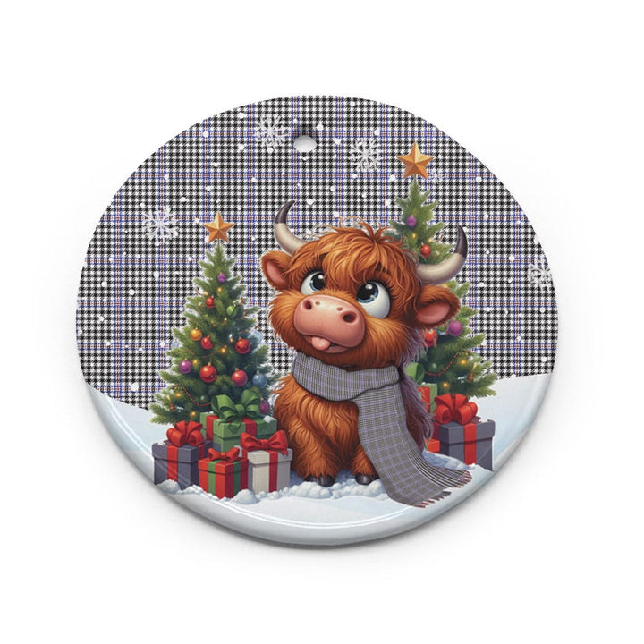 Scottish Sir Walter Scott Clan Tartan Ceramic Ornament Cute Highland Cow Christmas Circle Style Tartan Plaid