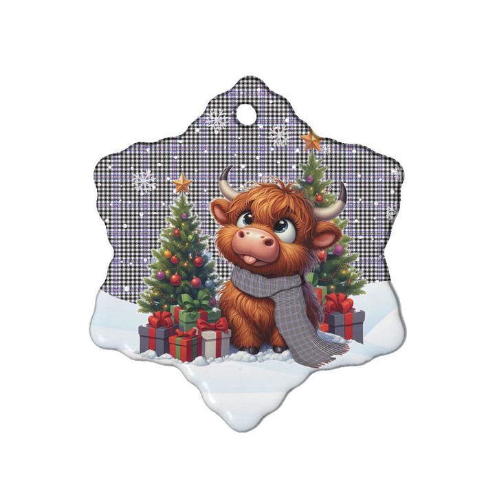 Scottish Sir Walter Scott Clan Tartan Ceramic Ornament Cute Highland Cow Christmas Snow Flake Style Tartan Plaid