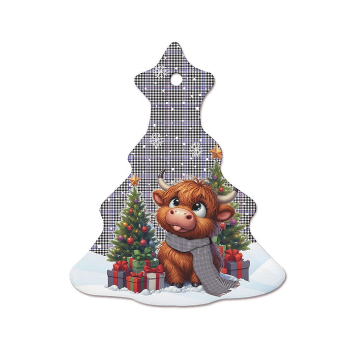 Scottish Sir Walter Scott Clan Tartan Ceramic Ornament Cute Highland Cow Christmas Tree Style Tartan Plaid