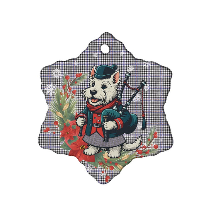 Scottish Sir Walter Scott Clan Tartan Ceramic Ornament Cute Scottish Terrier Dog Snow Flake Style Tartan Plaid
