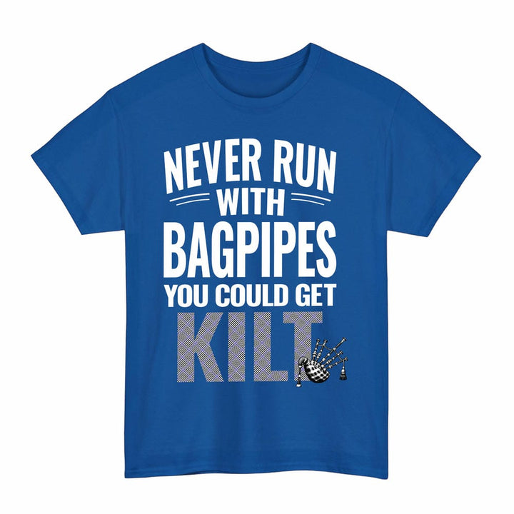 Scottish Sir Walter Scott Clan Tartan Never Run With Bagpipes T-Shirt Tartan Plaid Royal Color