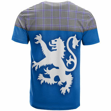 Scottish Sir Walter Scott Clan Tartan T-Shirt - Lion Rampant of Scotland With Flag Back Side Tartan Plaid