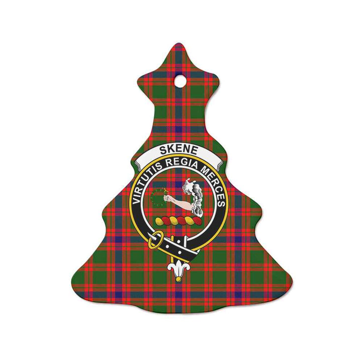 Scottish Skene Clan Crest Tartan Ceramic Ornament Tree Shape Tartan Plaid
