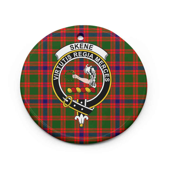 Scottish Skene Clan Crest Tartan Ceramic Ornament Circle Shape Tartan Plaid