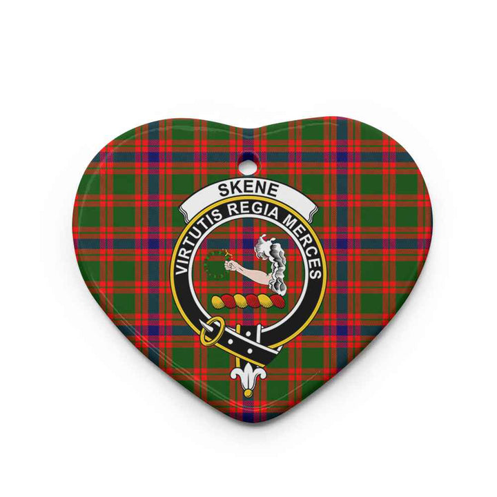Scottish Skene Clan Crest Tartan Ceramic Ornament Heart Shape Tartan Plaid
