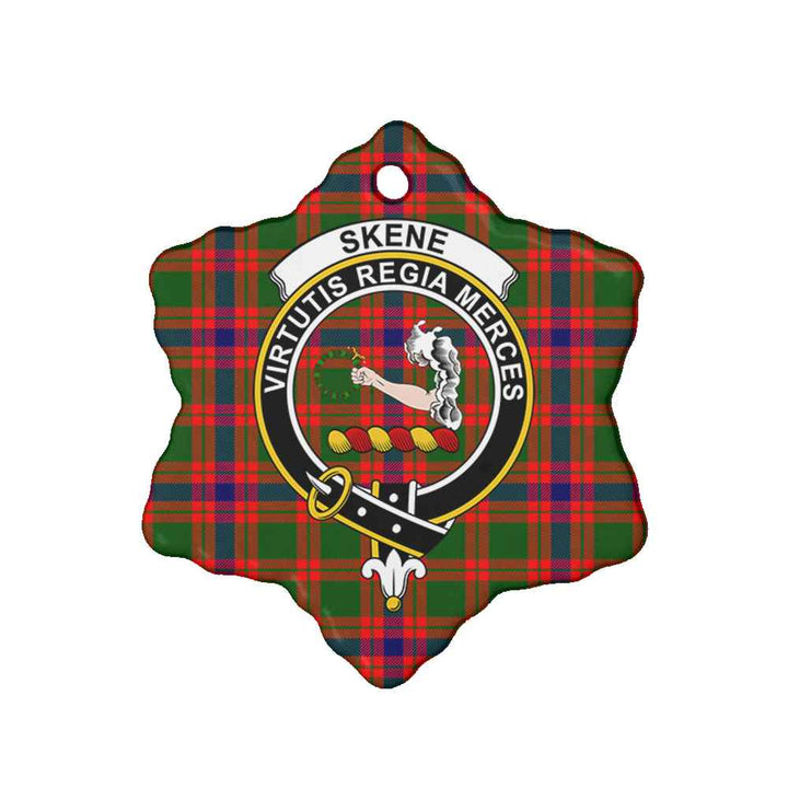 Scottish Skene Clan Crest Tartan Ceramic Ornament Snow Flake Shape Tartan Plaid