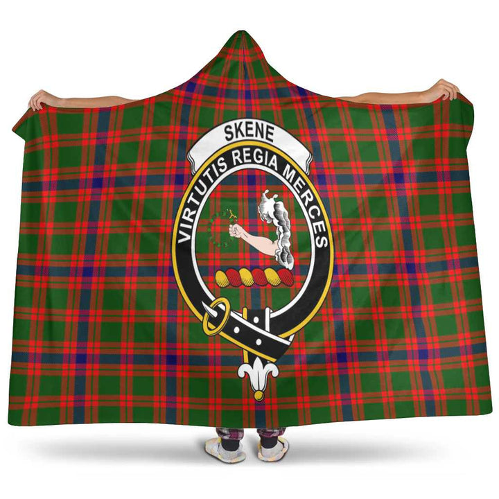Scottish Skene Clan Crest Tartan Hooded Blanket Tartan Plaid 1