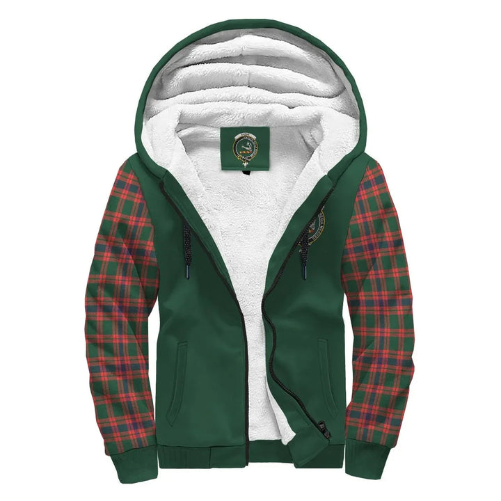 Scottish Skene Clan Crest Tartan Plaid Sleeve Sherpa Hoodie