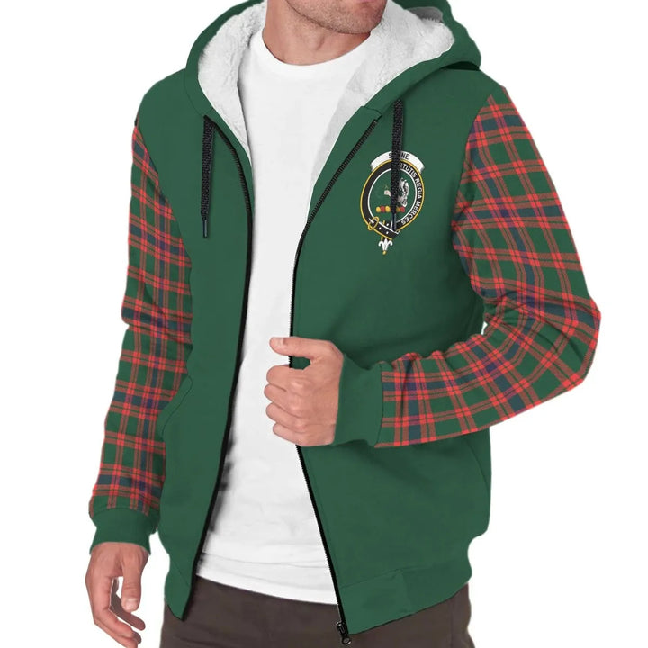 Scottish Skene Clan Crest Tartan Plaid Sleeve Sherpa Hoodie