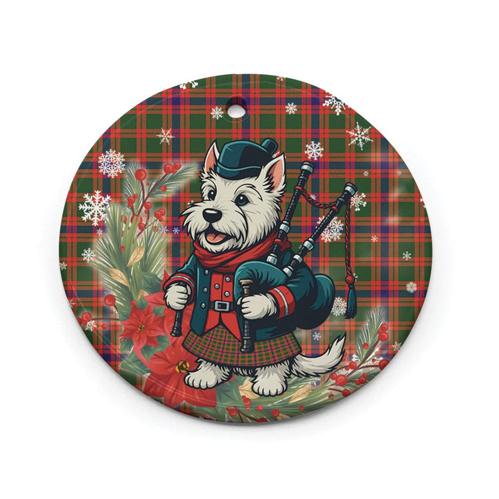 Scottish Skene Modern Clan Tartan Ceramic Ornament Cute Scottish Terrier Dog Circle Style Tartan Plaid