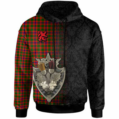 Scottish Skene Modern Clan Tartan Hoodie - Half Thistle Flowers Celtic Design Front Side Tartan Plaid