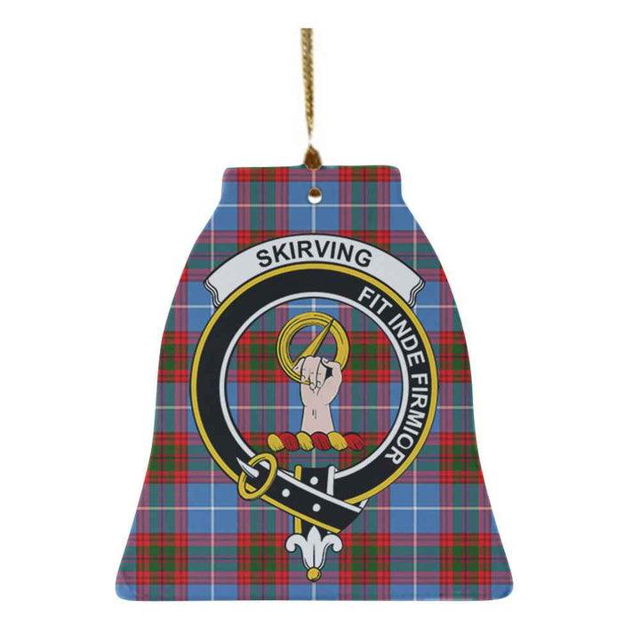 Scottish Skirving Clan Crest Tartan Ceramic Ornament Bell Shape Tartan Plaid