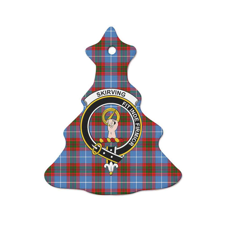 Scottish Skirving Clan Crest Tartan Ceramic Ornament Tree Shape Tartan Plaid