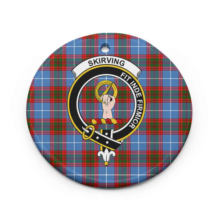 Scottish Skirving Clan Crest Tartan Ceramic Ornament Circle Shape Tartan Plaid