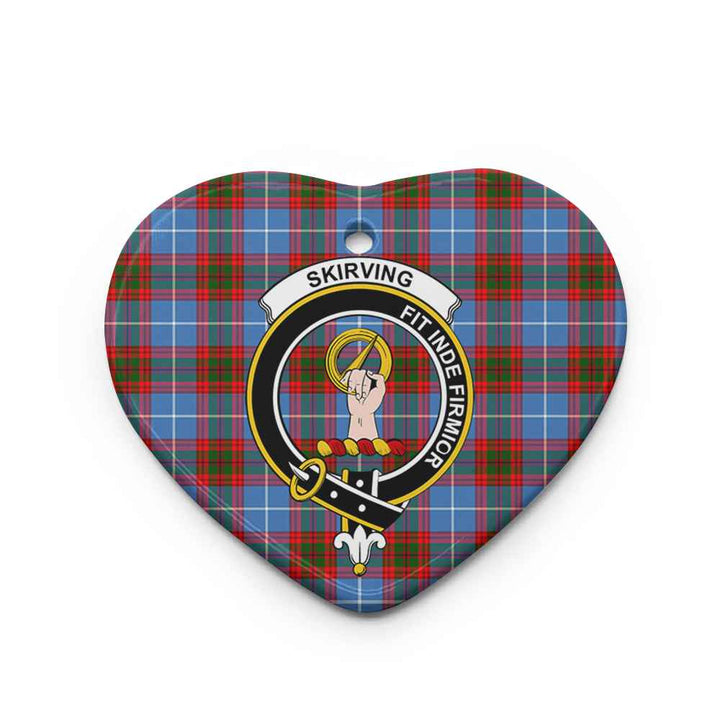 Scottish Skirving Clan Crest Tartan Ceramic Ornament Heart Shape Tartan Plaid