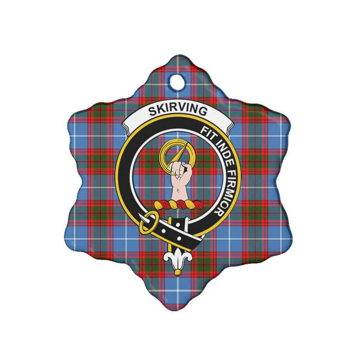 Scottish Skirving Clan Crest Tartan Ceramic Ornament Snow Flake Shape Tartan Plaid