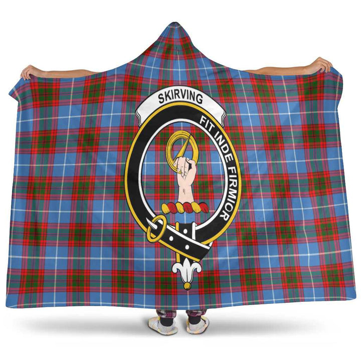 Scottish Skirving Clan Crest Tartan Hooded Blanket Tartan Plaid 1