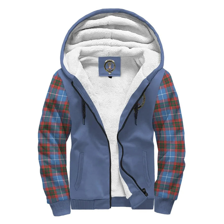 Scottish Skirving Clan Crest Tartan Plaid Sleeve Sherpa Hoodie