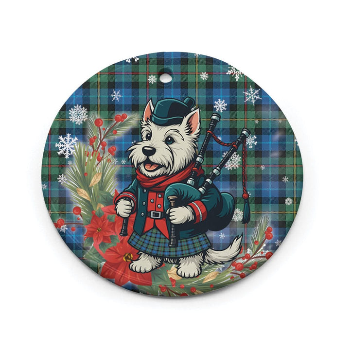 Scottish Smith Ancient Clan Tartan Ceramic Ornament Cute Scottish Terrier Dog Circle Style Tartan Plaid